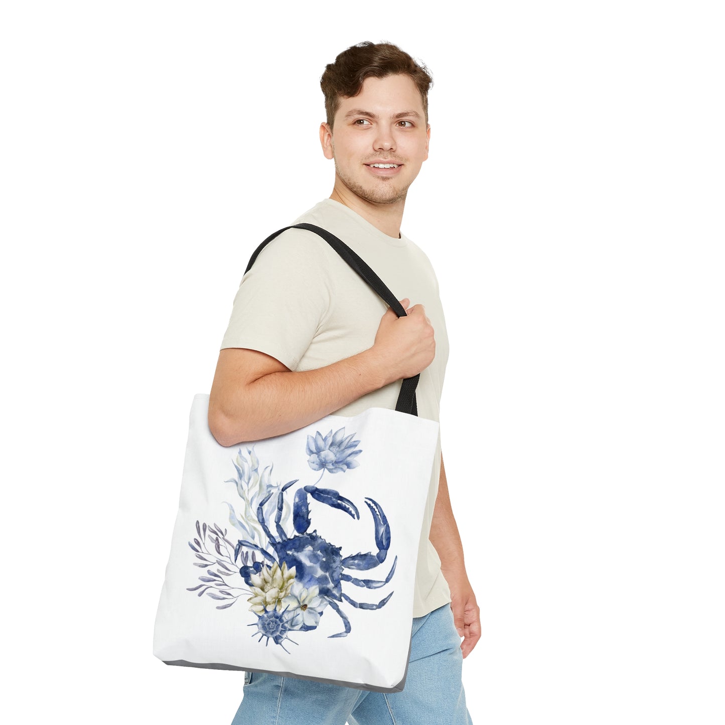 Crab with Flowers Tote Bag