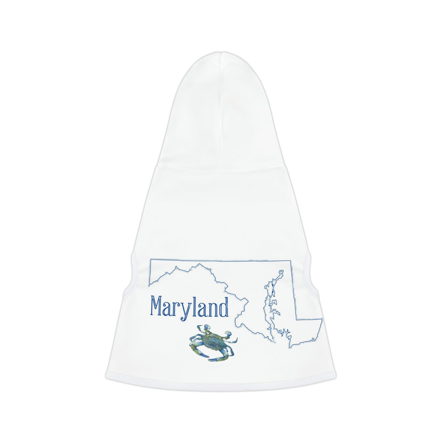 Maryland state with crab Dog Hoodie