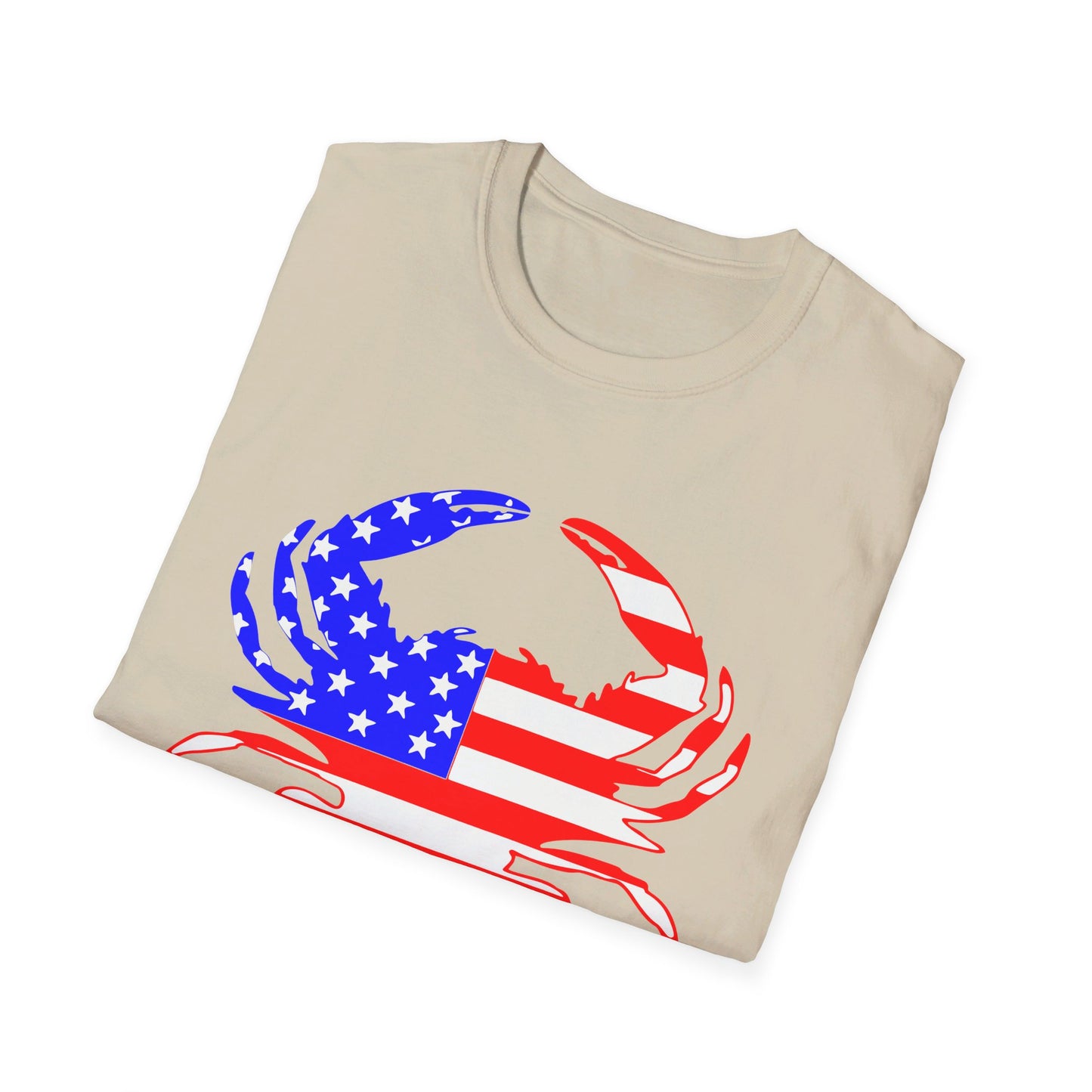 American Flag Crab Unisex Softstyle T-Shirt