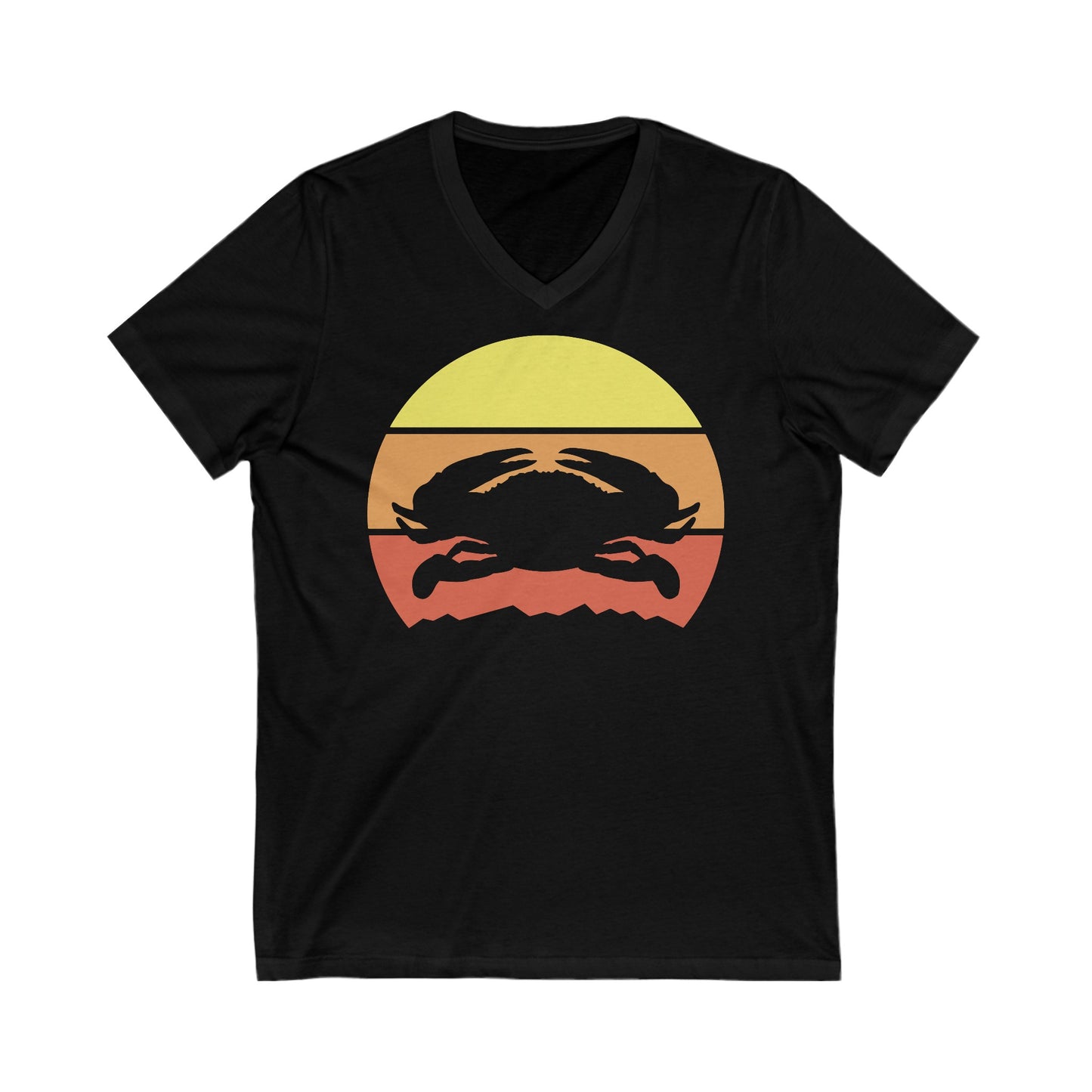 Sunset crab Unisex Jersey Short Sleeve V-Neck Tee