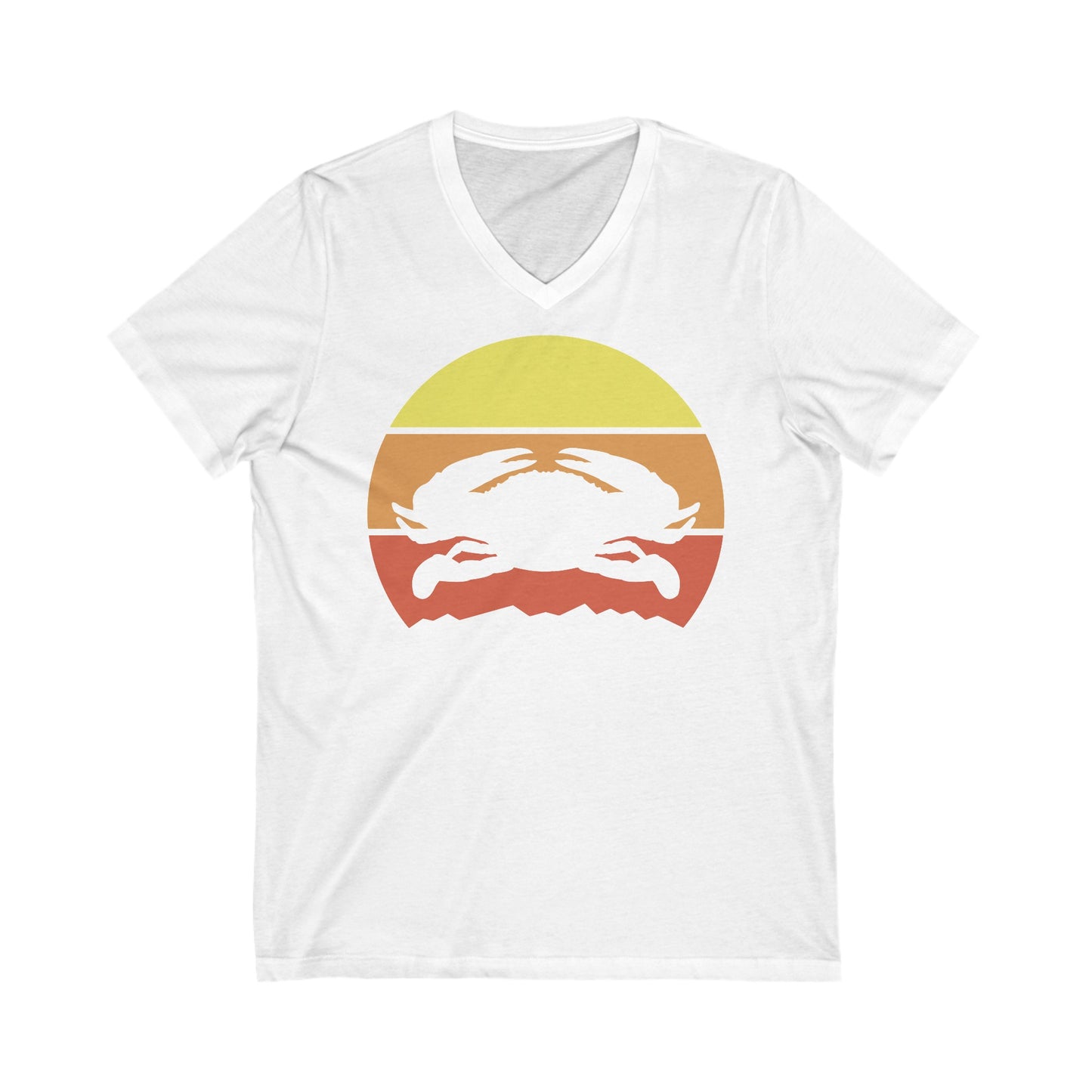 Sunset crab Unisex Jersey Short Sleeve V-Neck Tee