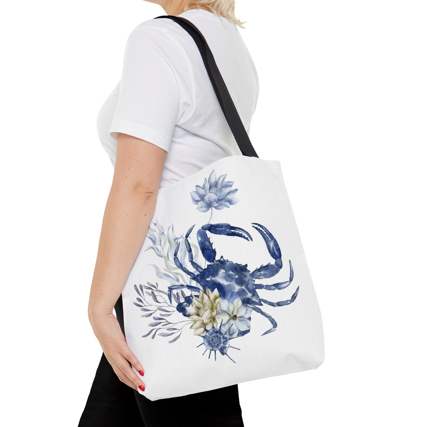 Crab with Flowers Tote Bag