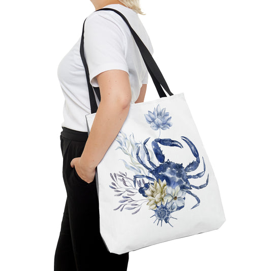 Crab with Flowers Tote Bag